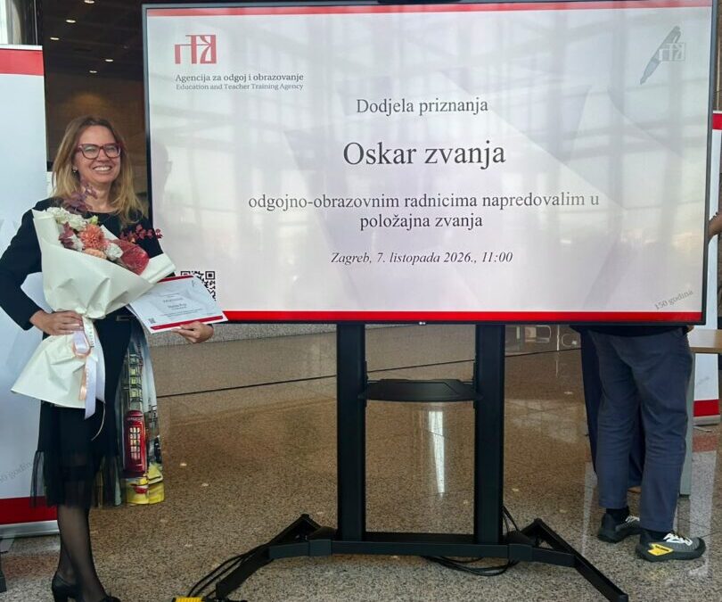 Profesorica Marina Pejić, izvrsna savjetnica dobitnica priznanja “Oskar zvanja”